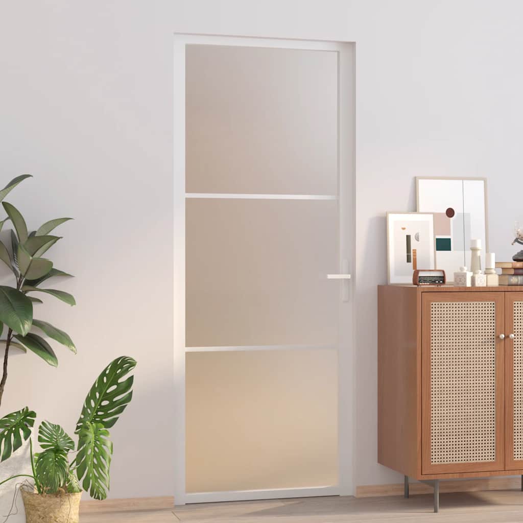 Vidaxl Interior Door, 83X201.5 Cm, White, Frosted Glass and Aluminum