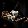 Soda glaze, poetry, mandarin, osmanthus Ercai cover bowl, creative blue and white open slices can be raised, tea bowl, anti-scalding hand-grasping pot