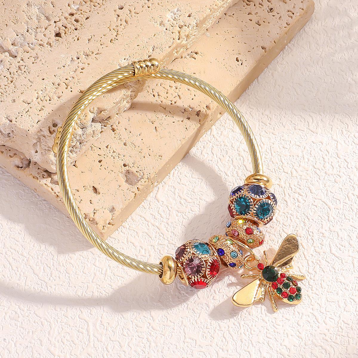 Аксессуары Фэнге Сплав Золото Регулируемый Браслет-Пчела Женский Блестящий Алмазный Шар Модный Браслет