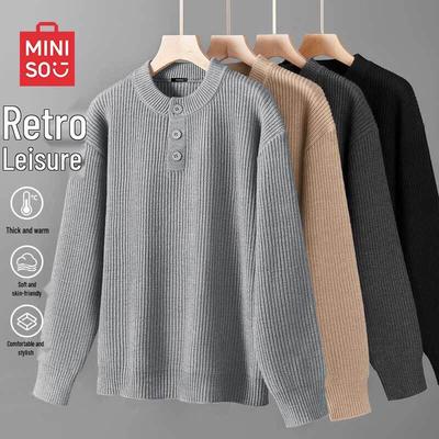 Men's Premium Henley Knit Sweater