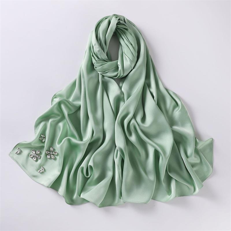 Luxury Stitch Diamond Floral Bubble Chiffon Instant Hijab Shawls Lady High Quality Wrap Beach Bufandas Ramadan Muslim Sjaal