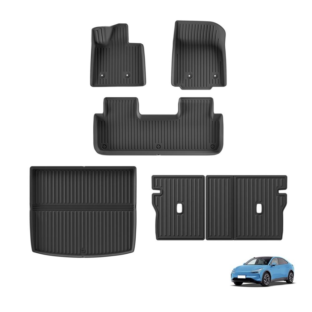 for Onvo L60 2025 2025 Car Floor Mats Cargo Liner Trunk Pad TPE 3D Foot Mat Waterproof Odorless Tray Set BLACK