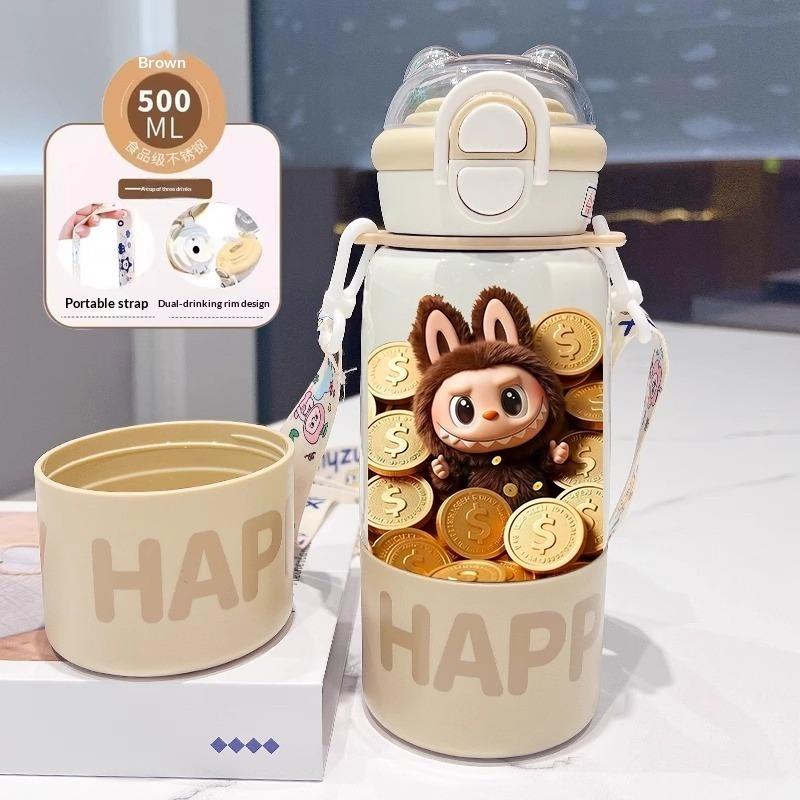 Thermos Cup Children's Double Cup Lid Water Cup Student Use School Convenient Thermal Insulation Pot