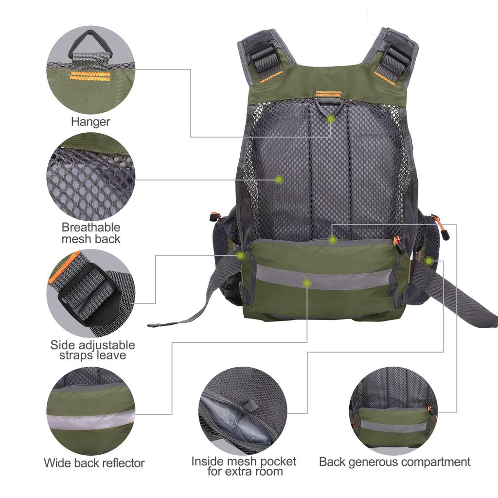 Lixada Fishing Fishing High Good Large Multiple Load Capacity Up To One Size Fits Most Vest, Vest, Jacket, Buoyancy, Breathability, Capacity, Pockets,
