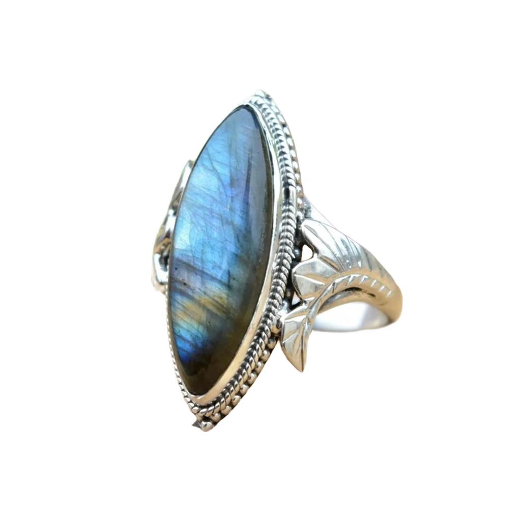 Labradorite Marquise Ring – Qavish 925 Sterling Silver Handmade Jewelry