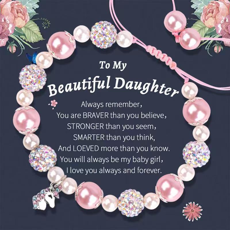 Diamond-encrusted women's bracelet Shambhala powder pearl weaving pink bracelet alloy love unicorn pendant bracelet