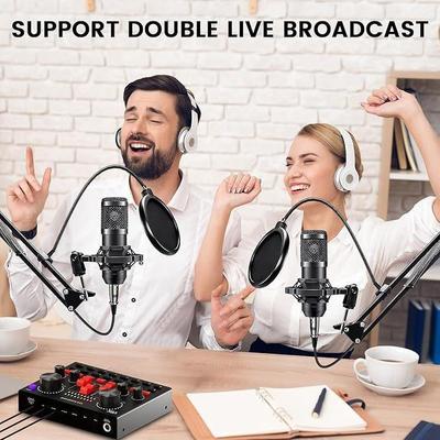 V8K Audio USB External Sound Card Multi Portable Microphone Live Broadcast Sound Card for Mobile Phone Computer