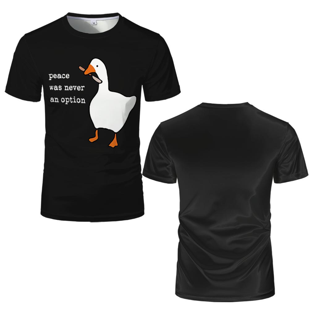 

Peace is never an option T-shirt cartoon cute goose pattern printed T shirts men and women casual fashion fun children s clothin 4XL