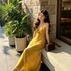 French ruffle edge suspender holiday dress women's long dress summer seaside atmosphere