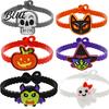 Adjustable Halloween Bracelets 2PCS Cartoon Bracelets Ghost/Pumpkin/Black Cat/Skull/Witch/Little Devil Shape Cute Witch And Skeleton Wristbands Soft