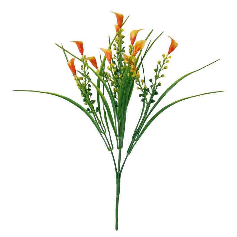 5-Fork Calla Lily Artificial Flower Bouquet for Hotel, Restaurant, or Outdoor Decor