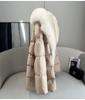 High End Faux Fox Fur Detachable Large Lapel Fur Down Jacket for Women 2025 Winter New Medium Long Loose White Goose Down Coats