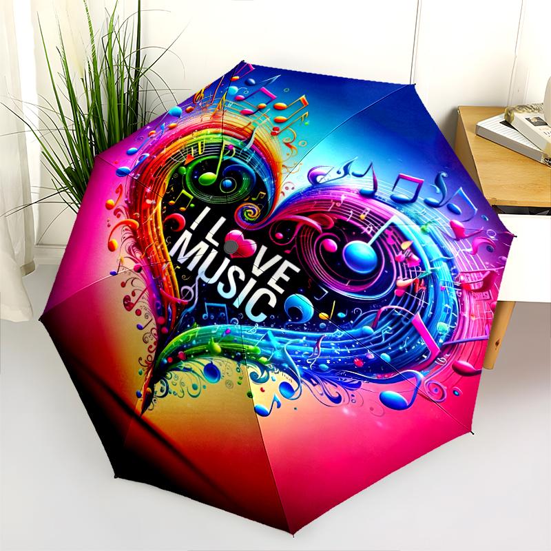 1PC Musical notes Umbrella Portable Folding Umbrella Iron Frame Hole Bone Structure Outdoor Home Umbrella A2