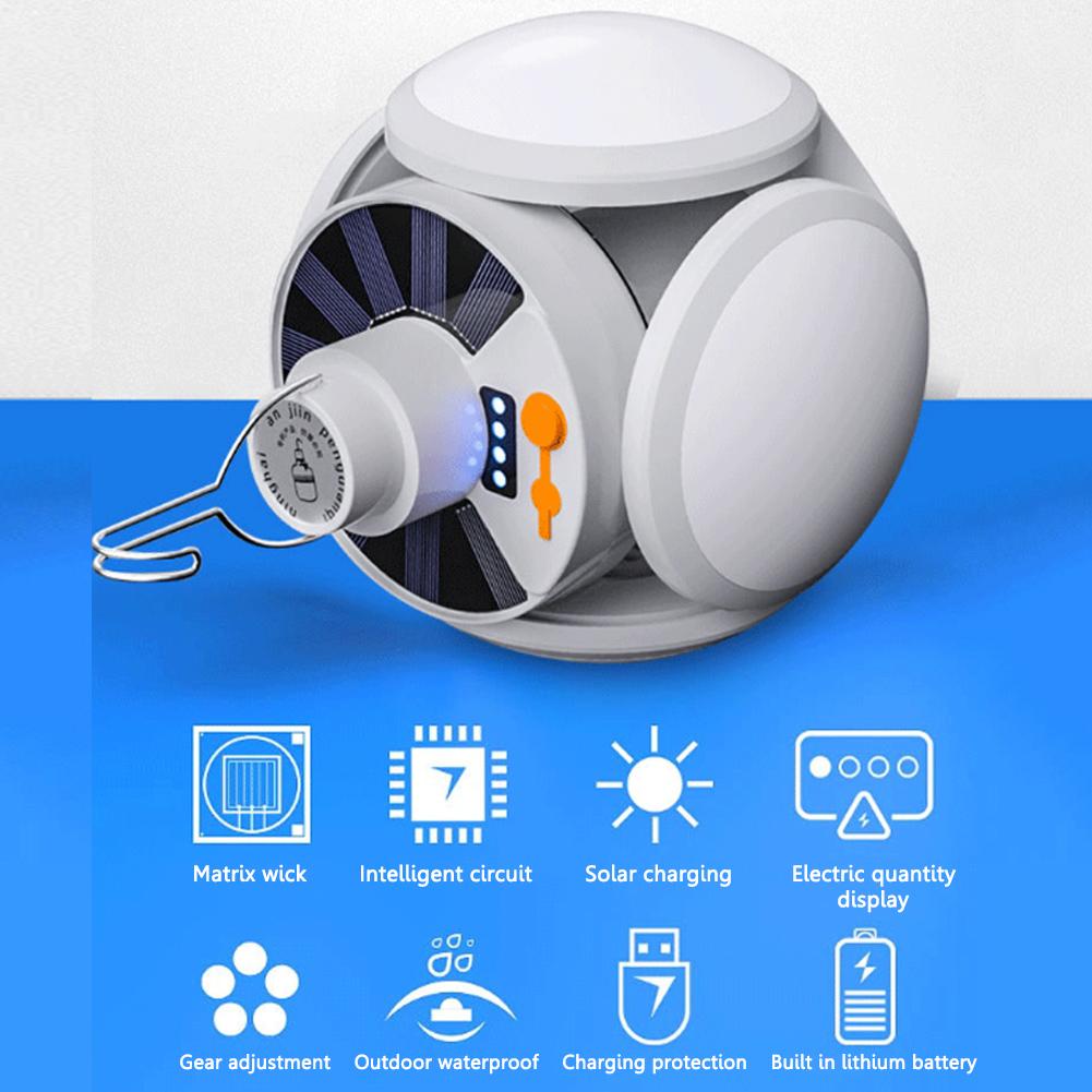 Outdoor Hiking Tent LED Solar Soccer Light Bulb Searchlights USB DC Rechargeable Portable Lantern Flashlight Camping Supplies