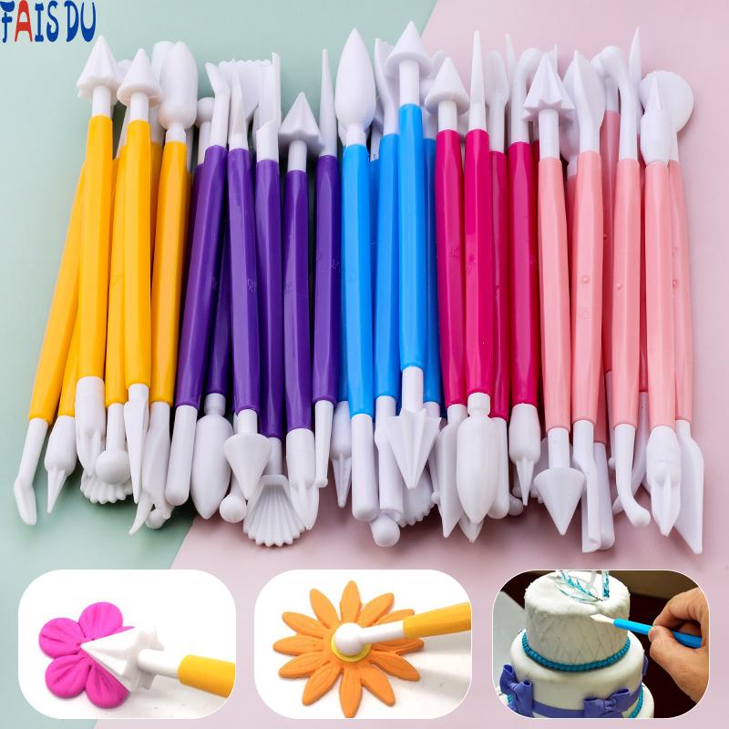 FAIS DU 8 Pieces Fondant Cake Carving Set 16 Patterns Flower Sugar Craft Modelling Tools Cake Decorating Hand Tool