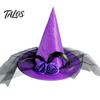 Decorative Wizard Hat Halloween Witch Hat, Adult Kids Cosplay Cone with Spider Black Web Star Decor, Gothic Party Costume Prop, Trick or Treat