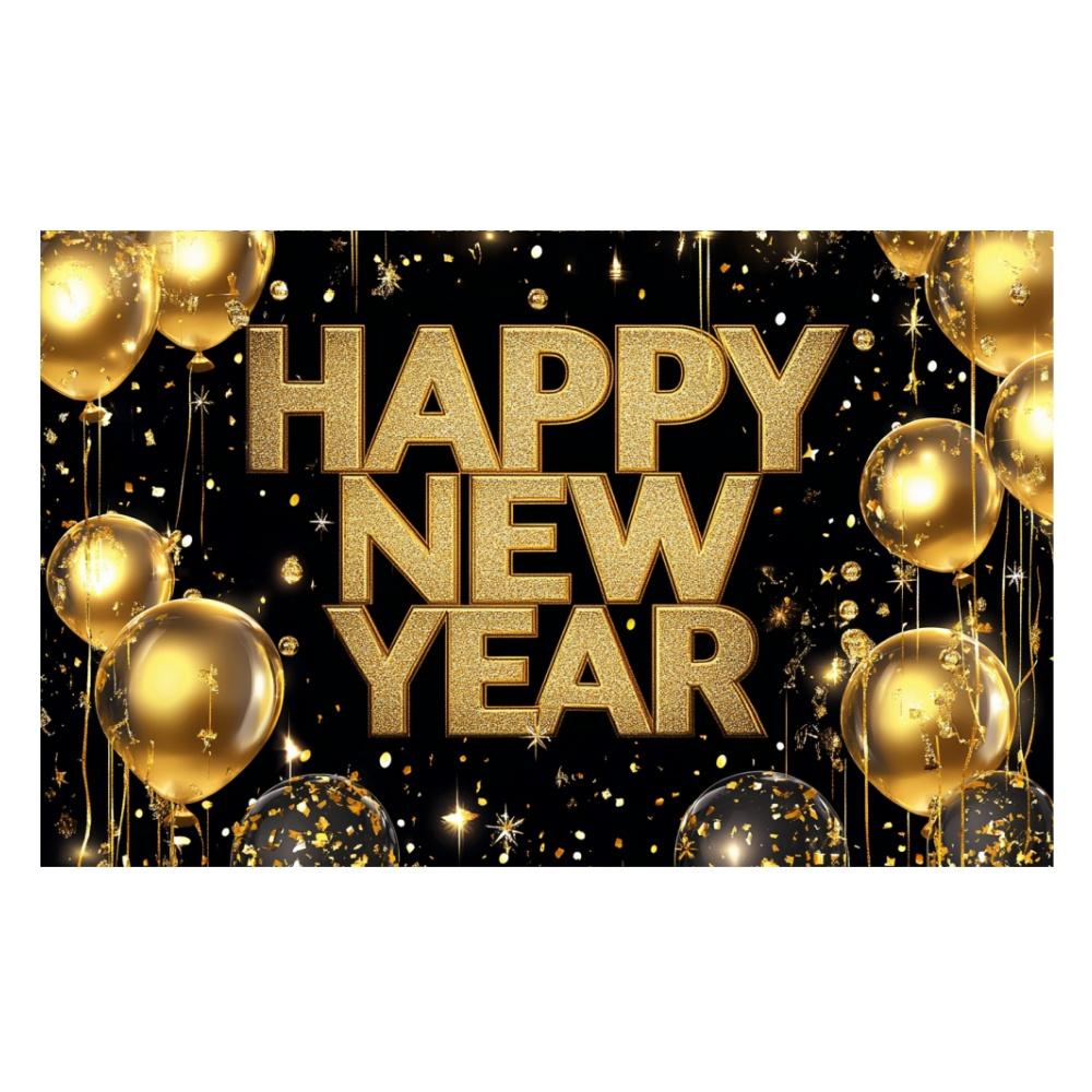 2025 Happy New Year Theme Party Background Fireworks Golden Banner Decoration New Year Celebrate Family Party Photo Supplies
