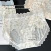 New Floral Ice Silk Girls' Underwear, Mid-Waist Seamless, Cute, Breathable, Hip-Hugging, Thin, Antibacterial Crotch, Pastoral Style