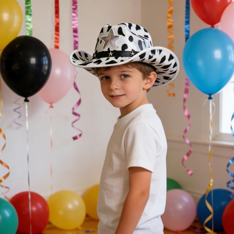Comfortable Western Cowboy Cap for Boys and Girls with Stud Detail and Breathable Fabric for Daily Wear and Theme Party