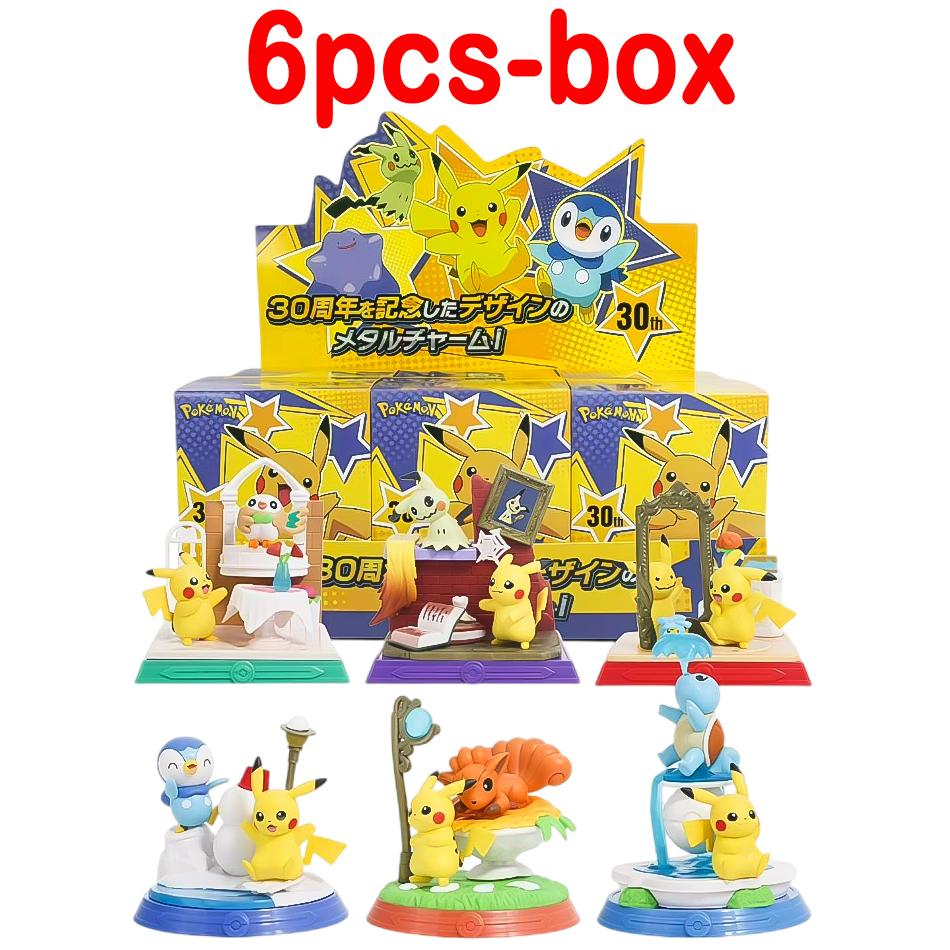 1-6pcs Pok É Mon Blind Box 30th Anniversary Commemorative Edition Pikachu Anime Models Desktop Decorations Pok É Mon Toys Gifts