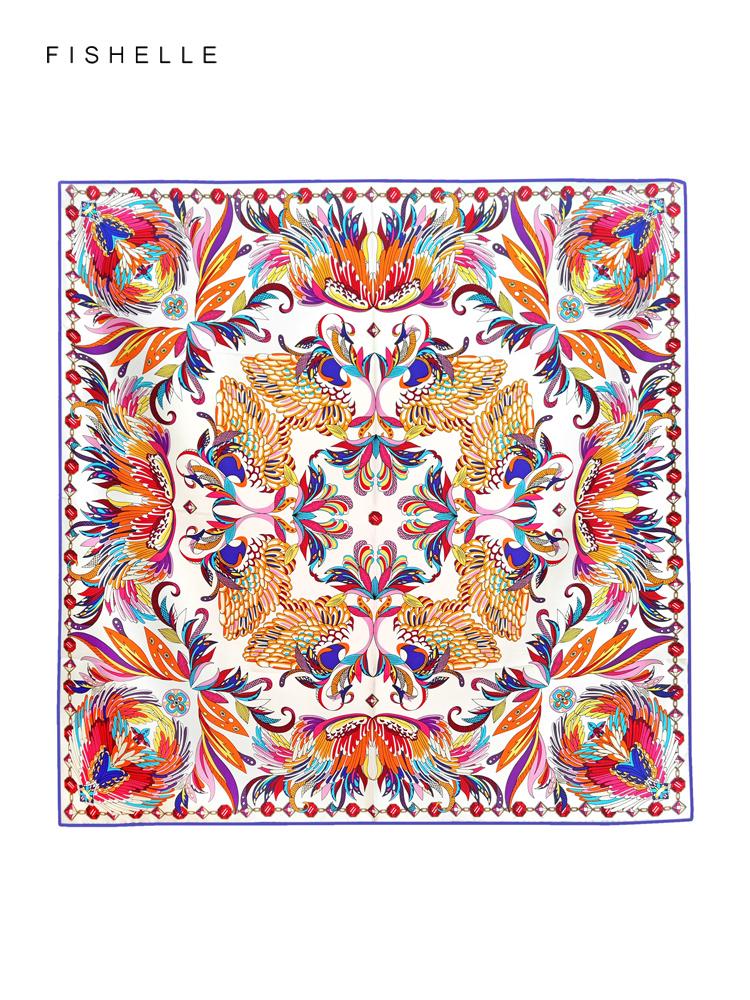 New Colorful Swan Printed Natural Silk Twill Square Scarf Women's Spring Autumn Real Silk Scarves Ladies Shawl Adult Luxury Gift