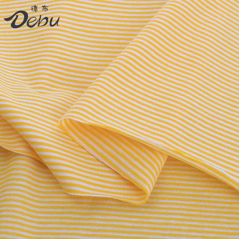 Pure Cotton Elastic 1mm Striped Knitted Fabric for Sewing Children's Clothing T-shirts Dresses Doll Clothes Handmade DIY Fabrics