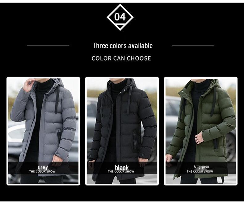 Men's Hooded Mid-Length Cotton-Padded Winter Jacket 2025