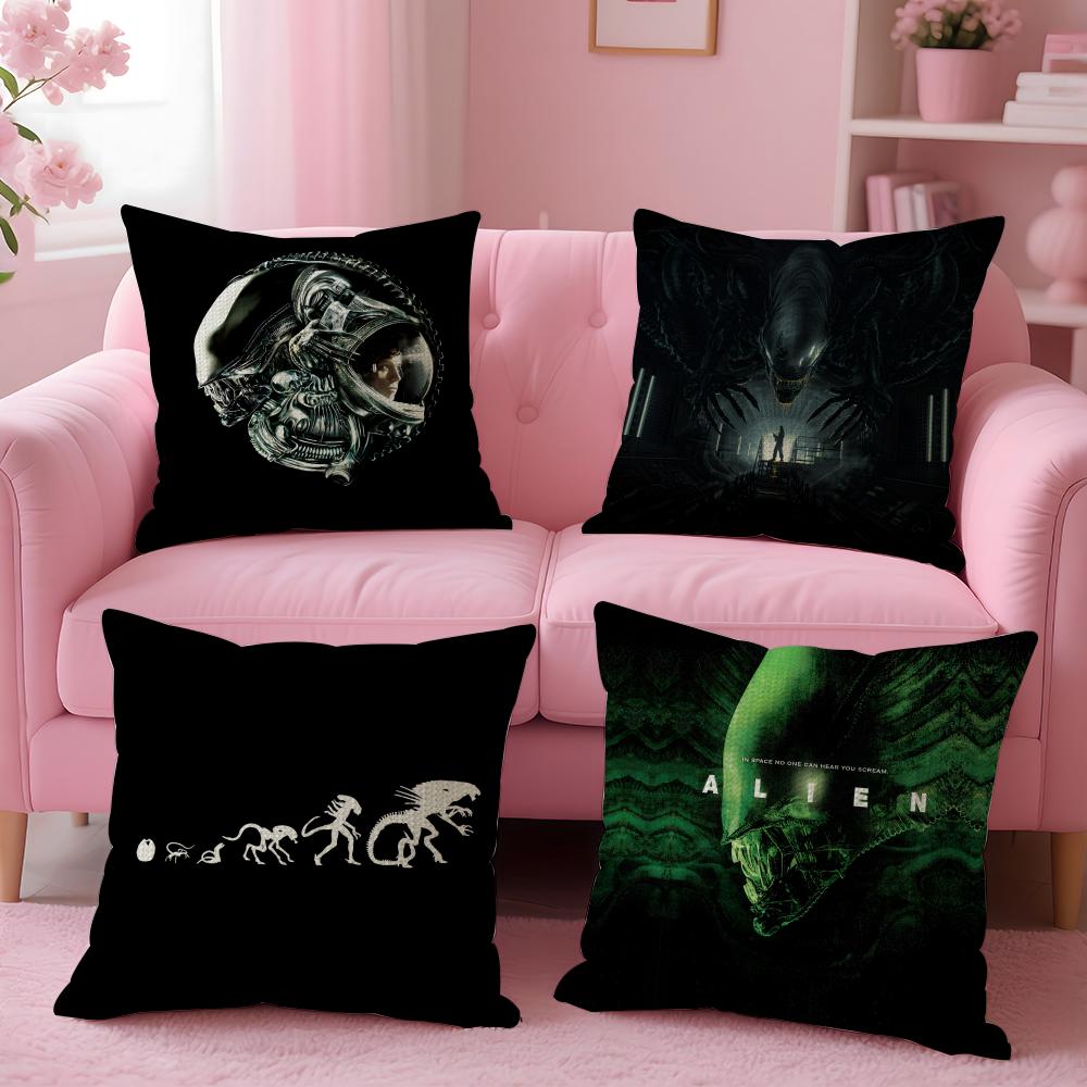 Horror Movie A-Alien Cushion Cover Linen Organic Fabric Double-Sided Printing Breathable Pillow Case Sofa Home Decor Gift