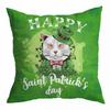 St. Patrick's Day Peach Skin Velvet Pillowcase, Green Four-leaf Clover Printed Sofa Pillow Cushion