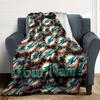 Name Custom Miami Dolphins Logos Print Flannel Blanket High Quality Warm Comfortable Cover for All Seasons Perfect for Gifts Home Decor