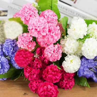 9 Köpfe Künstlicher Hortensienstrauß Party Zuhause Hochzeit Gefälschte Brautseidenblumen