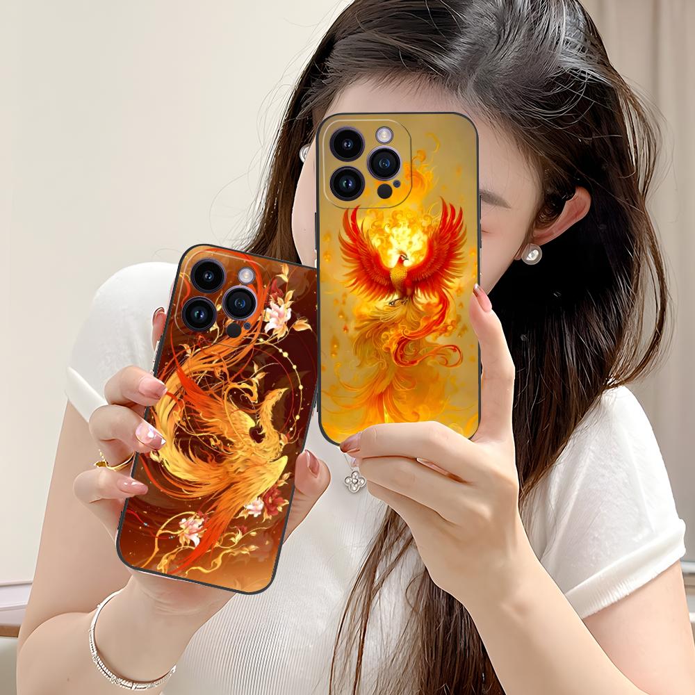 Luxus Phönix Handyhülle für iPhone 17 16 15 14 13 12 11 X XR XS 8 7 Air Pro Max Plus Mini Bunte Hülle Hübsch