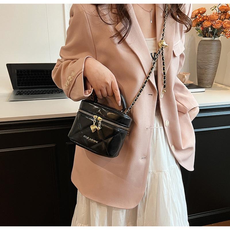 Messenger Bag mit Rautenmuster, Damentasche, neues Sommer-Nischendesign, Mini-Eimertasche