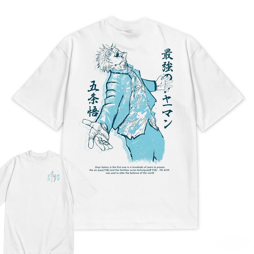 Anime Jujutsu Kaisen Satoru Gojo Graphic TShirt 100Cotton Oversized Shirt unisex Unisex Short Sleeve ONeck Y2k Selling Popular