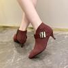 Fashion Women Ankle Boots Suede Pointed Toe Mid Heels Sexy Shoes 2025 Trend Fashion Pumps Goth Winter Designer Chelsea Botas De Mujer