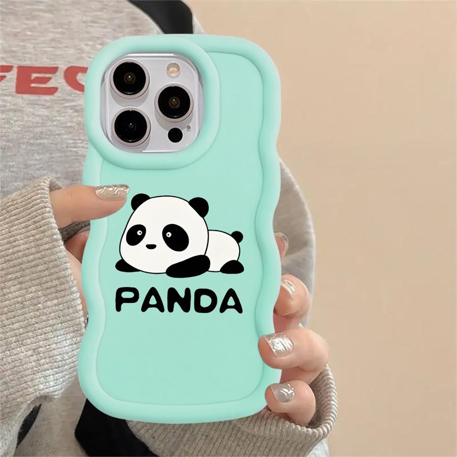 Cartoon Panda Case for iPhone 12 11 14 8 16 Pro Max 15 Plus XR 13 17 Air Soft Phone Cover