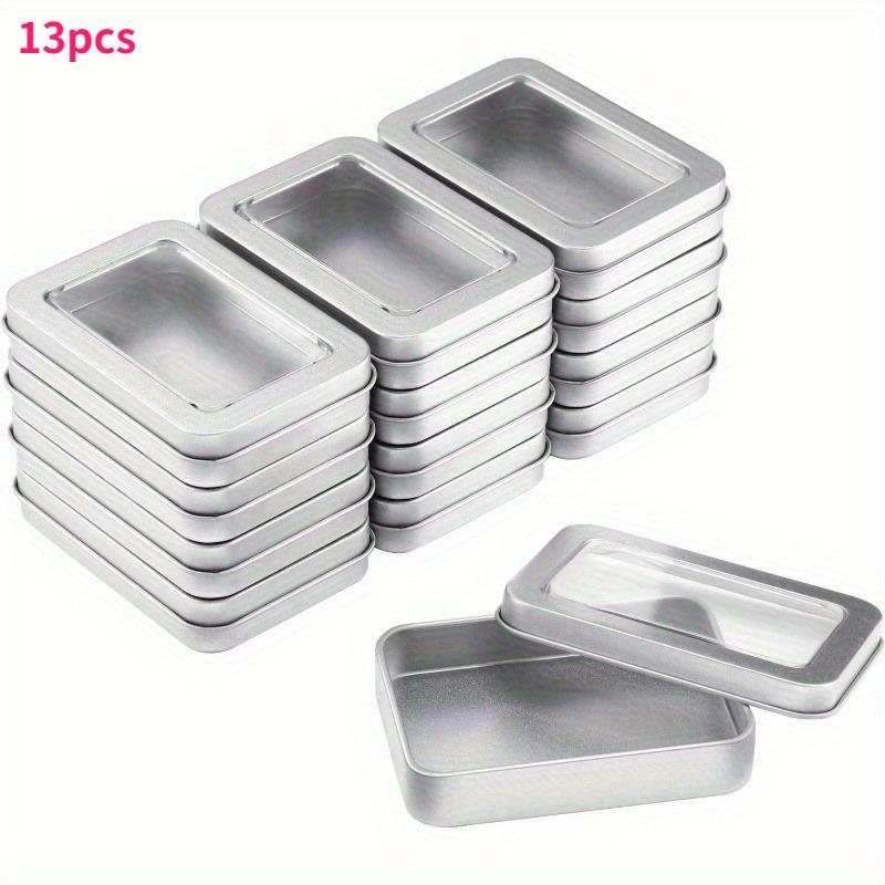 8/13/22pcs Metal Tin Boxes with Lids Transparent Top Rectangular Storage Containers for Candles Candy Gifts Ointments Treasures