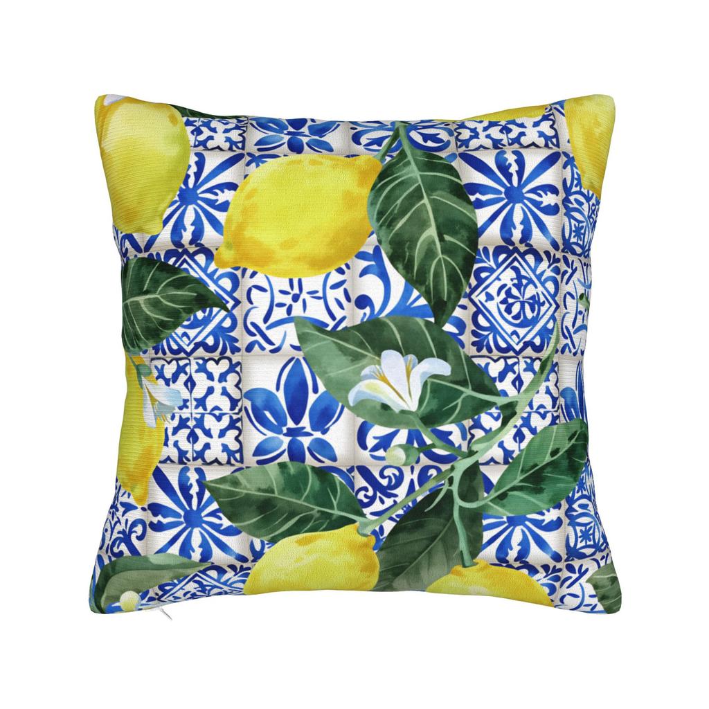 Yellow Lemon Pattern Pillow Case Vintage Pillow Cover Comfy Pillowcases For Living Room Bed Chair