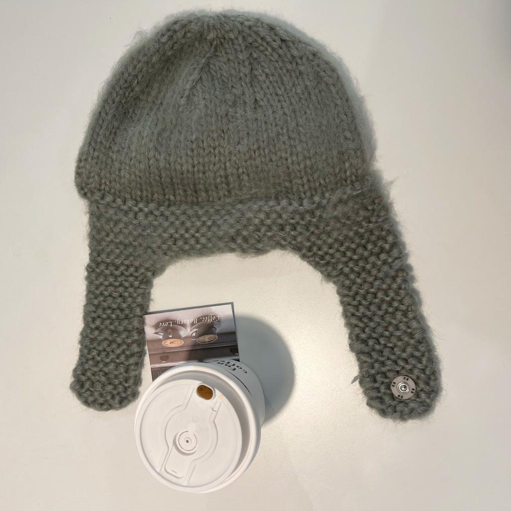 Korean Version of Knitted Flying Hat for Women Showing Their Faces Small Warm Ear Protection Wool Hats  Autumn and Winter Lei Feng Hat Trend