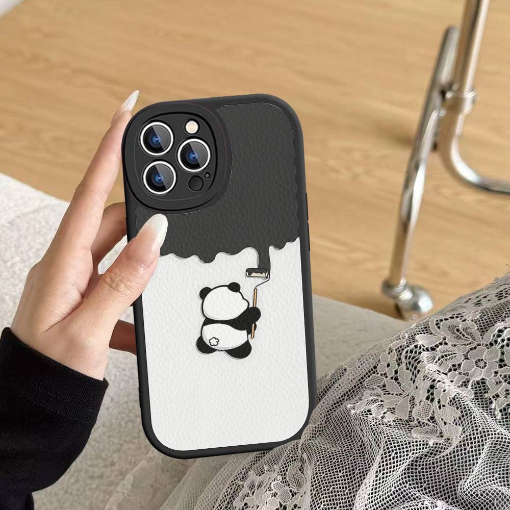

Cartoon Cute Panda Phone Case Hard Leather For IPhone 14 13 16 Mini 15 14 11 12 Pro Max Plus Fundas iphone 13promax