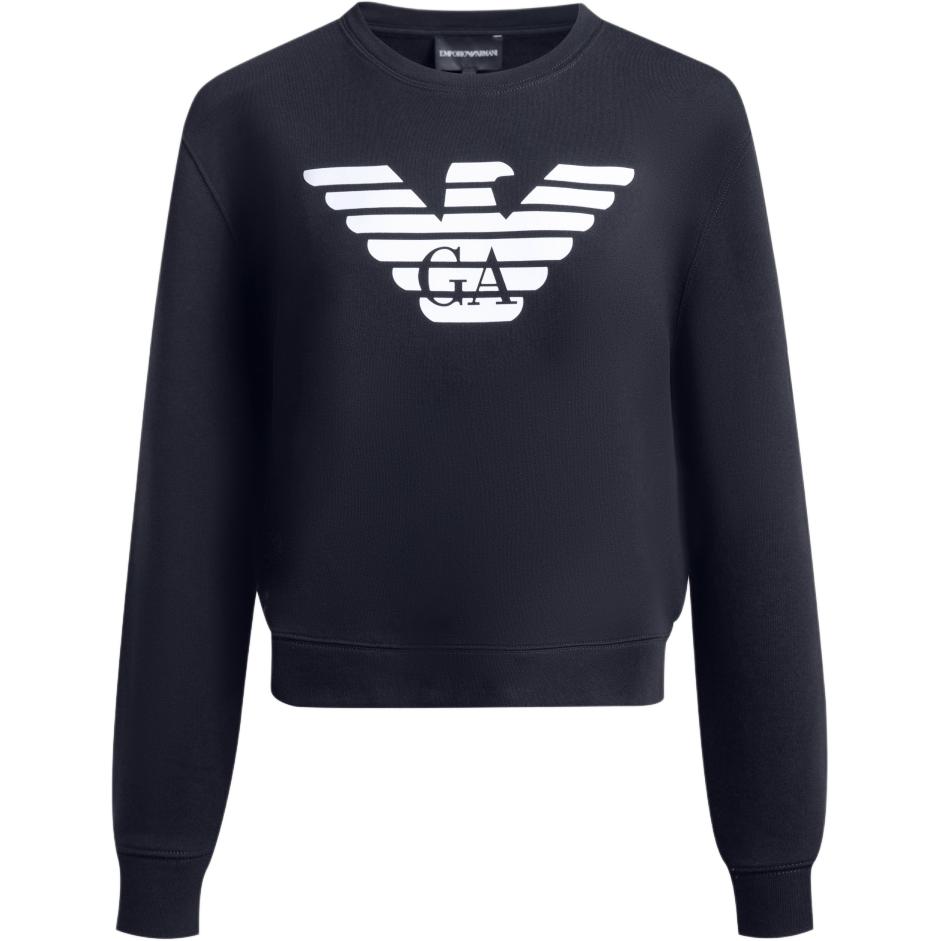 Emporio Armani FW23 Letter Logo Print Crew Neck Long Sleeve Sweatshirt Women sweatshirt Navy-Blue 8N2M9E-2J49Z-F902 S