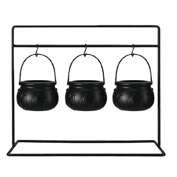 

Plastic Halloween Witches Pot Set With Rustproof Metal Stands For Scary Party Centerpieces And Kitchen Decors