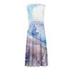 Women's Boho Summer Maxi Dress Casual Sleeveless V Neck Waist Retraction Printed Long Dress