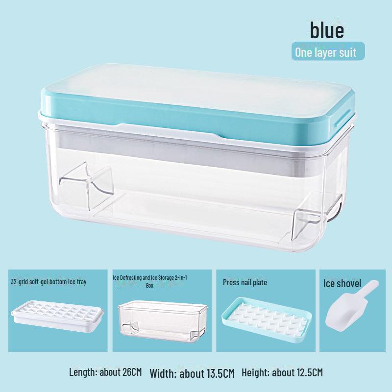 Soft-Press Ice Tray: Easy Release, Food-Grade Material, Large Capacity Ice Storage Box