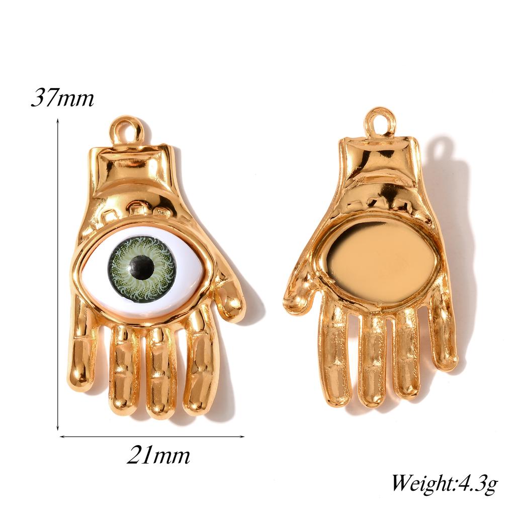 4Pcs Stainless Steel Hand Evil Eye Charms Lucky Blue Eye Charms Pendants for DIY Necklace Bracelet Jewelry Making