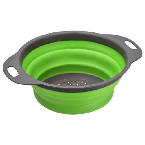 Uxcell Folding Colander, Silicone Round, Folding Strainer with Handle, Space-Saving, Green, 20cm Diameter, for Pasta, Vegetables, and Fruits