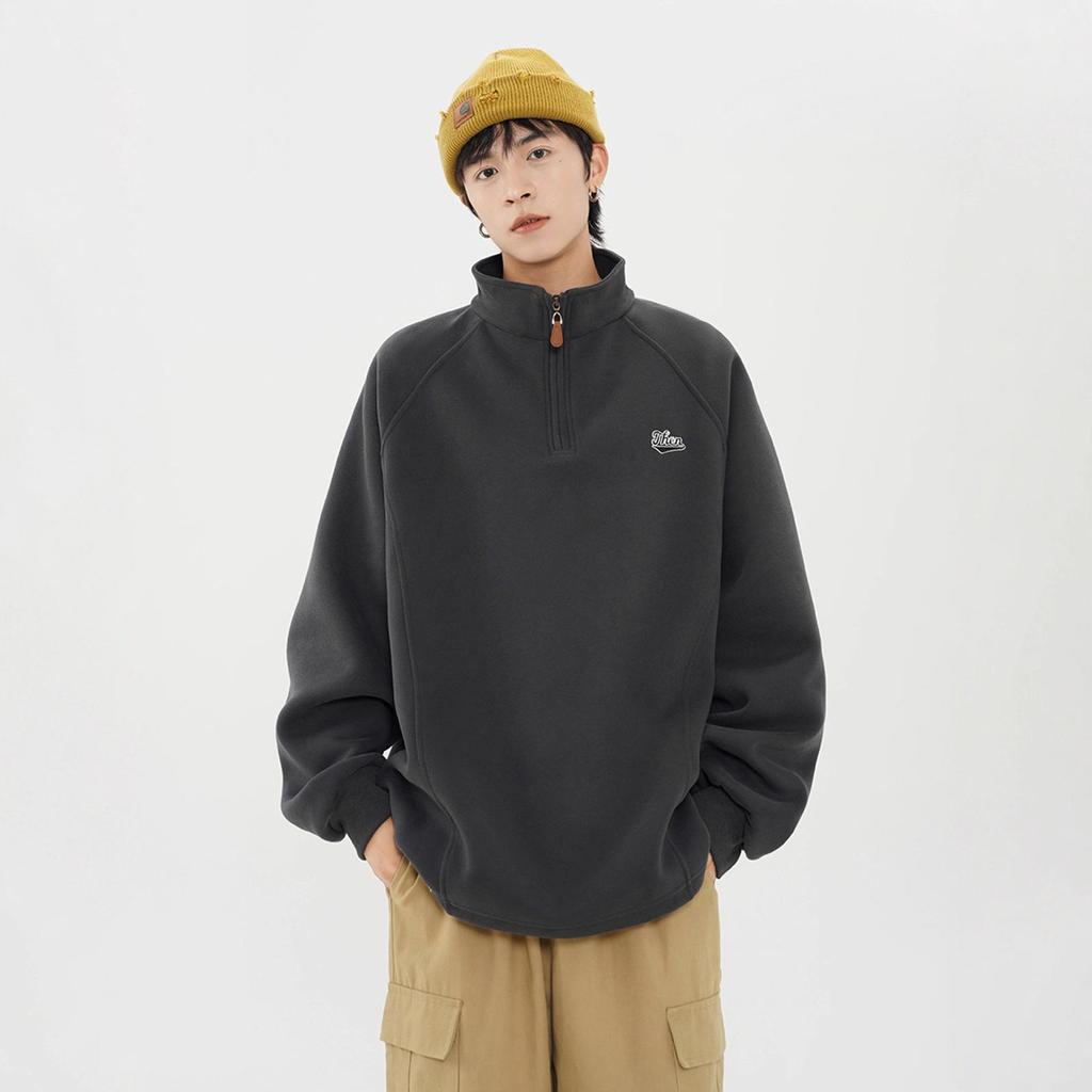 Pullover mit halbem Reißverschluss Herren Herbst Trendige Marke Bedruckte Jacke Lockeres Paar Oberteil