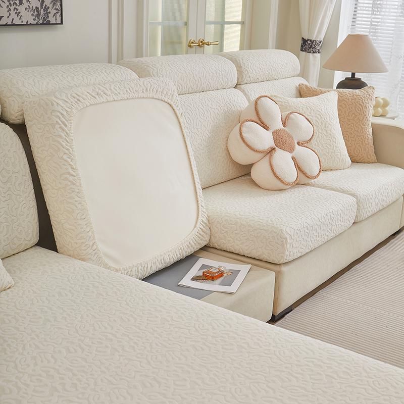 Jacquard Stretchy Thick Polar Fleece Sofa Cover Universal Couch Slipcovers for Living Room Pet Furniture Protector Washable