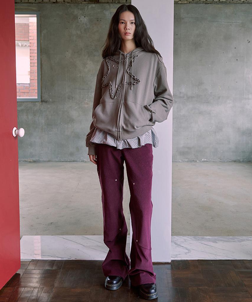 Epeueidi Corduroy Flare Pants (Burgundy)