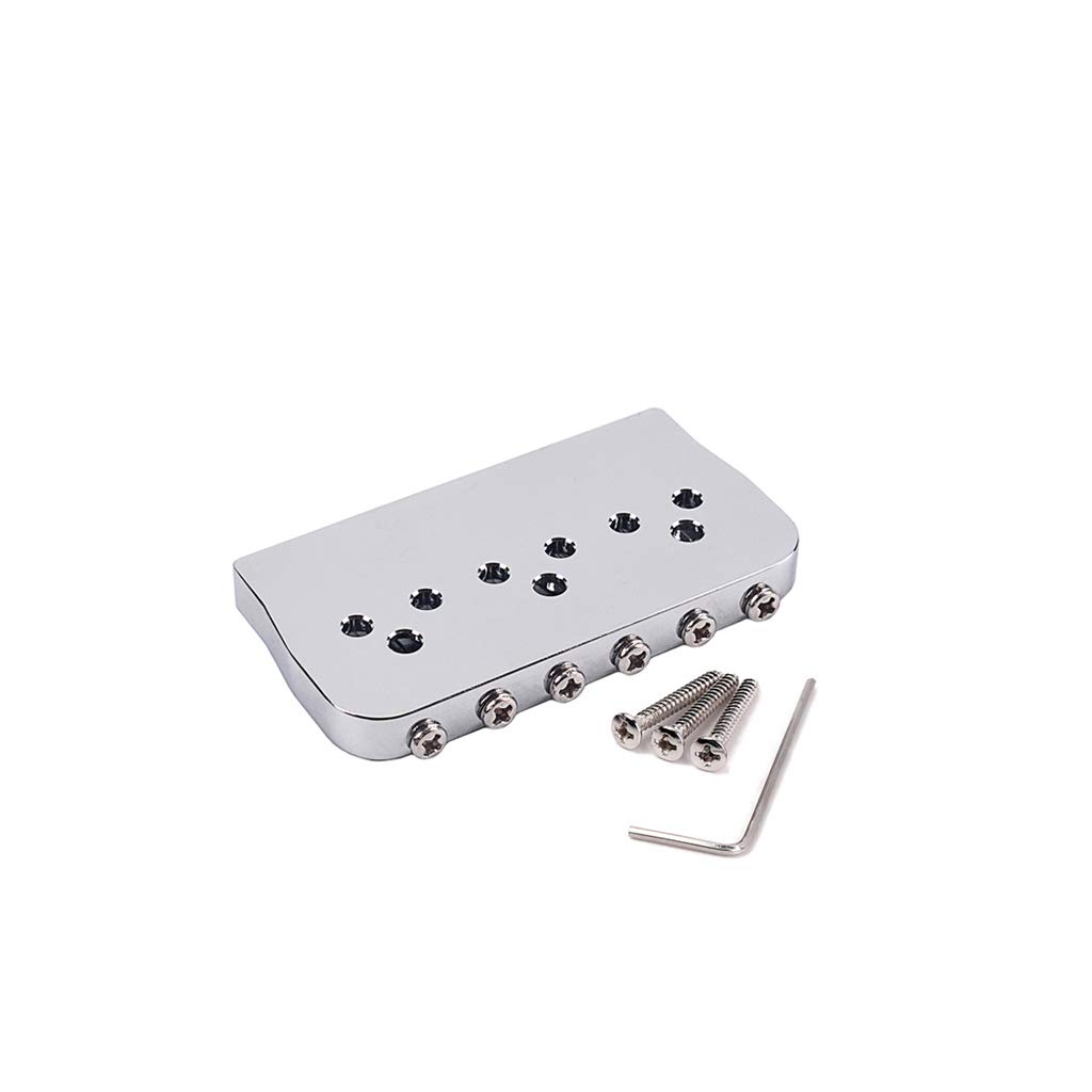 Ogdni Fixed Electric Guitar Hardtail Saddle Chrome Plated Fixed Bridge for Guitars 6-String Bridge, Bridge, String-Through-Body Stratocaster/Telestyle